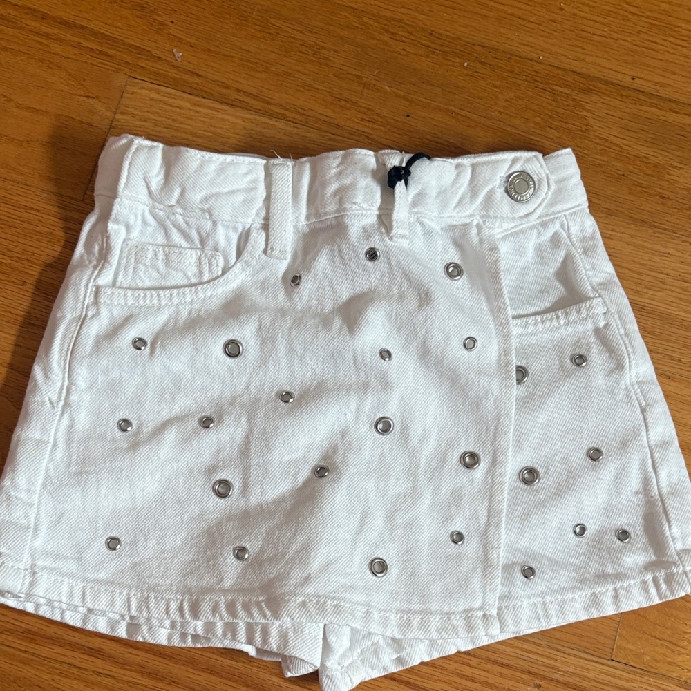 NWT Zara Stylish White Studded Girls Skort Sz 6-7